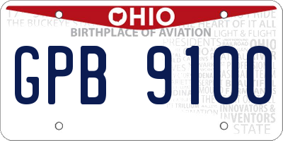 OH license plate GPB9100