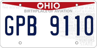 OH license plate GPB9110