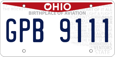 OH license plate GPB9111