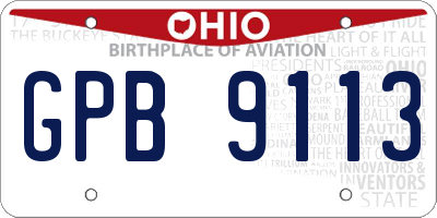 OH license plate GPB9113