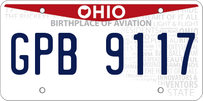OH license plate GPB9117