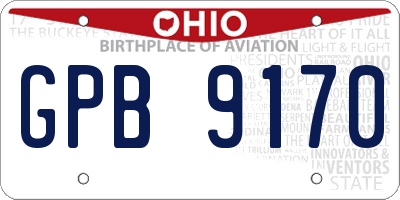 OH license plate GPB9170