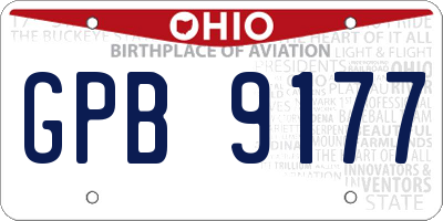 OH license plate GPB9177