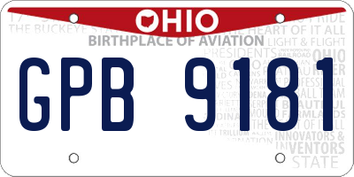 OH license plate GPB9181