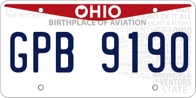 OH license plate GPB9190