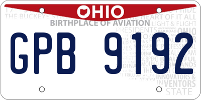 OH license plate GPB9192