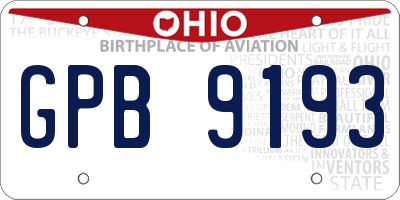 OH license plate GPB9193