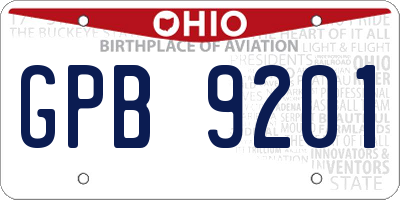 OH license plate GPB9201