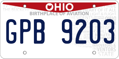 OH license plate GPB9203