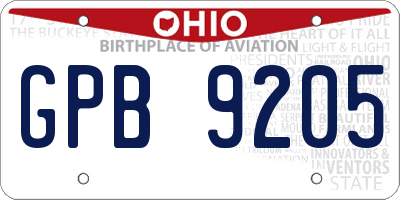 OH license plate GPB9205