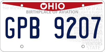 OH license plate GPB9207
