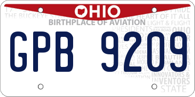 OH license plate GPB9209