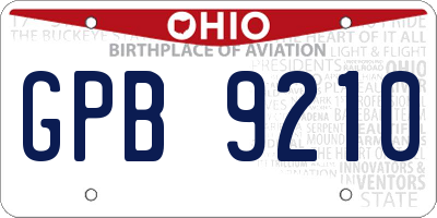 OH license plate GPB9210