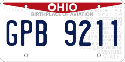 OH license plate GPB9211