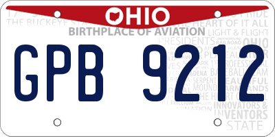OH license plate GPB9212