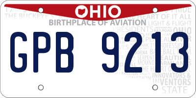 OH license plate GPB9213