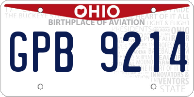 OH license plate GPB9214
