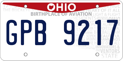 OH license plate GPB9217
