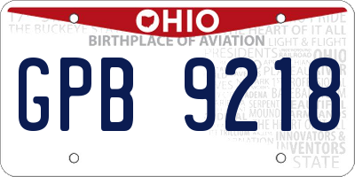 OH license plate GPB9218