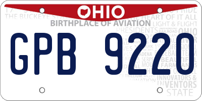 OH license plate GPB9220
