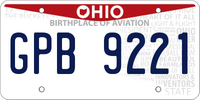 OH license plate GPB9221
