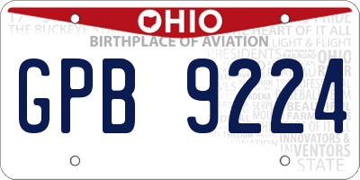 OH license plate GPB9224