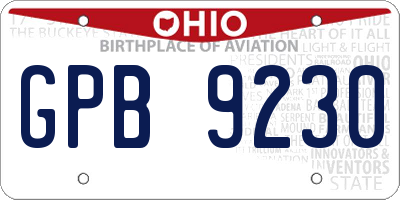 OH license plate GPB9230