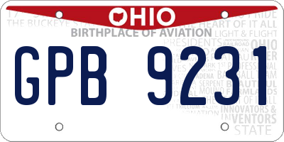 OH license plate GPB9231