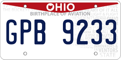 OH license plate GPB9233