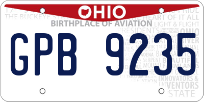 OH license plate GPB9235