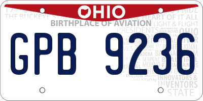 OH license plate GPB9236