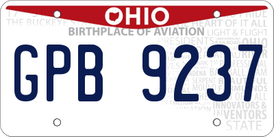 OH license plate GPB9237
