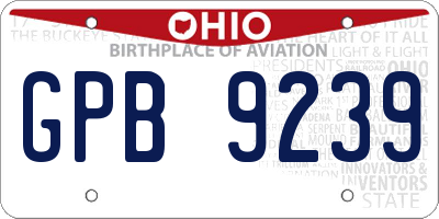 OH license plate GPB9239