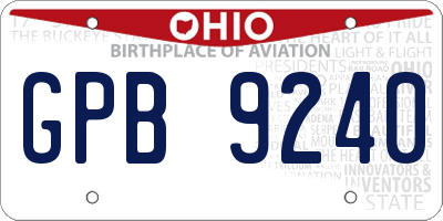 OH license plate GPB9240