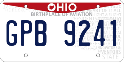 OH license plate GPB9241