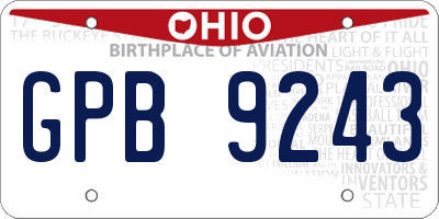 OH license plate GPB9243