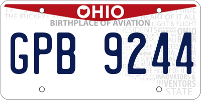 OH license plate GPB9244