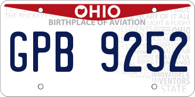 OH license plate GPB9252
