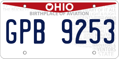 OH license plate GPB9253