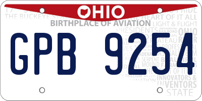 OH license plate GPB9254