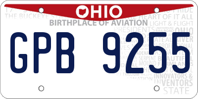 OH license plate GPB9255