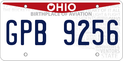 OH license plate GPB9256