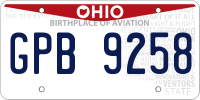 OH license plate GPB9258