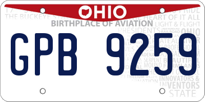 OH license plate GPB9259