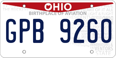 OH license plate GPB9260