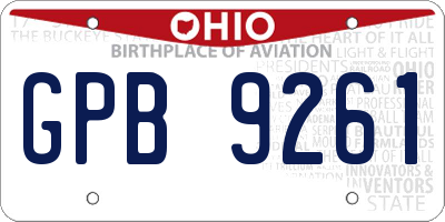 OH license plate GPB9261