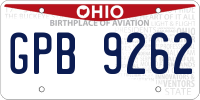 OH license plate GPB9262