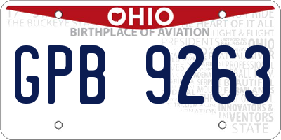 OH license plate GPB9263