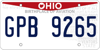OH license plate GPB9265