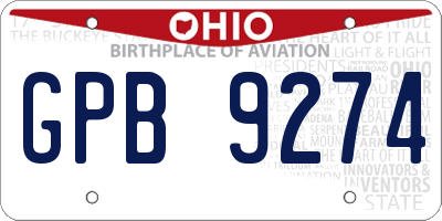 OH license plate GPB9274